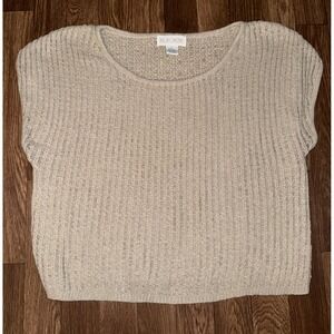 Horchow Silk Knit‎ Top Sleeveless Sweater Vest Neutral Beige Women's Large